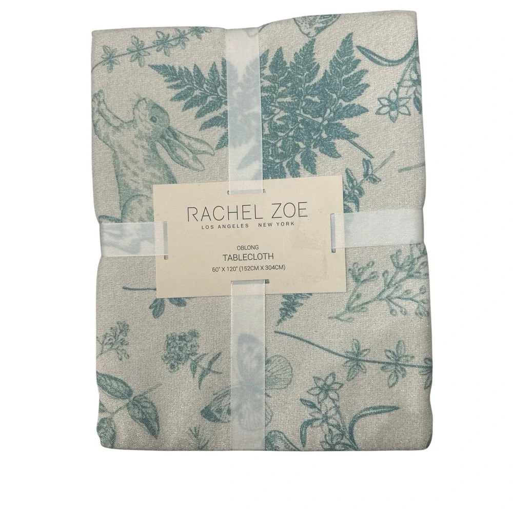 Rachel Zoe Easter Spring Farmhouse French‎ Country Oblong Tablecloth Metallic
